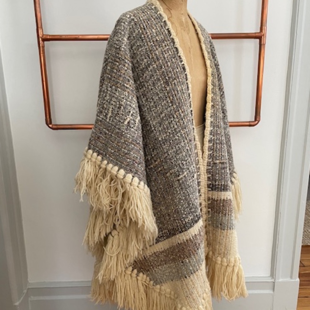 Vintage Studio Donegal Ireland Handwoven Speckled Wool Cape